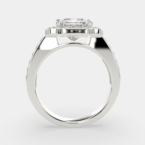 3.5 Carat VS1 D Lab Grown Diamond Halo Pave Princess Ring