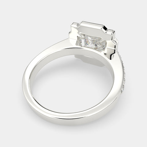 3.5 Carat VS1 D Lab Grown Diamond Halo Pave Princess Ring