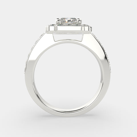2.5 Carat VS1 D Lab Grown Diamond Halo Pave Radiant Ring
