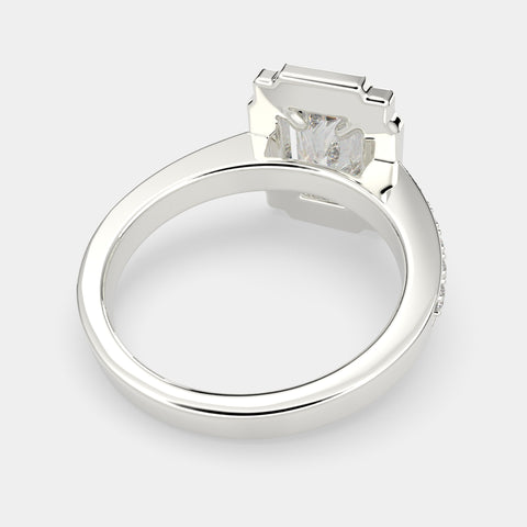 2.5 Carat VS1 D Lab Grown Diamond Halo Pave Radiant Ring