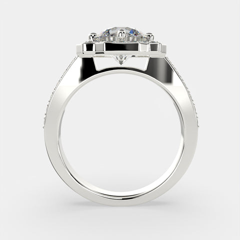 1.5 Carat VS1 D Lab Grown Diamond Halo Pave Round Ring