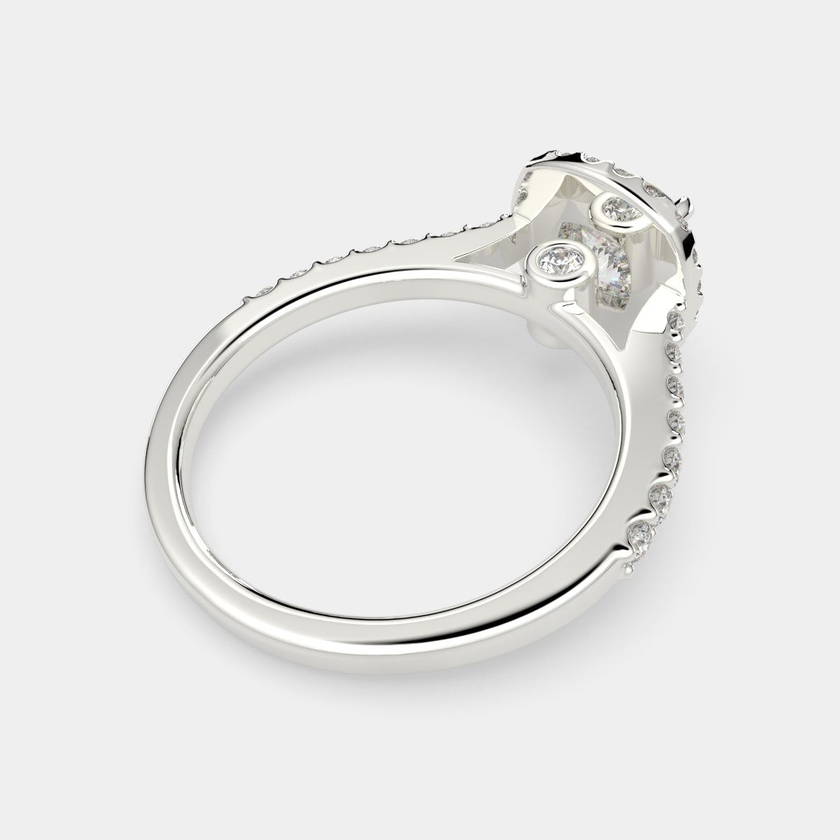 3.5 Carat VS1 D Lab Grown Diamond Halo Pave Cushion Ring