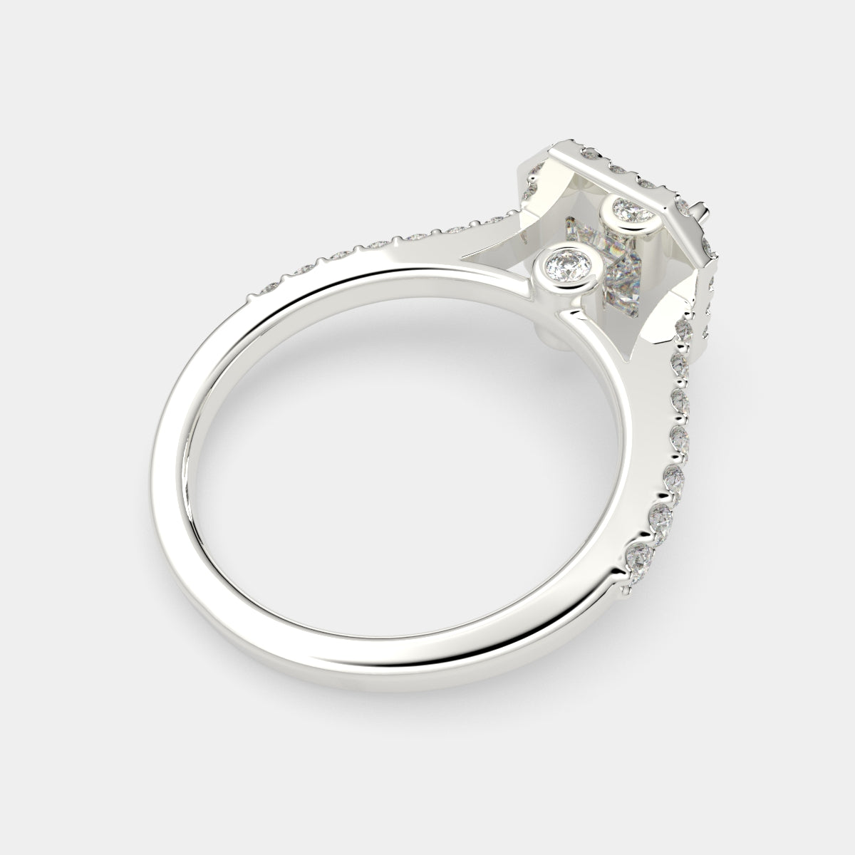 3.5 Carat VS1 D Lab Grown Diamond Halo Pave Emerald Ring