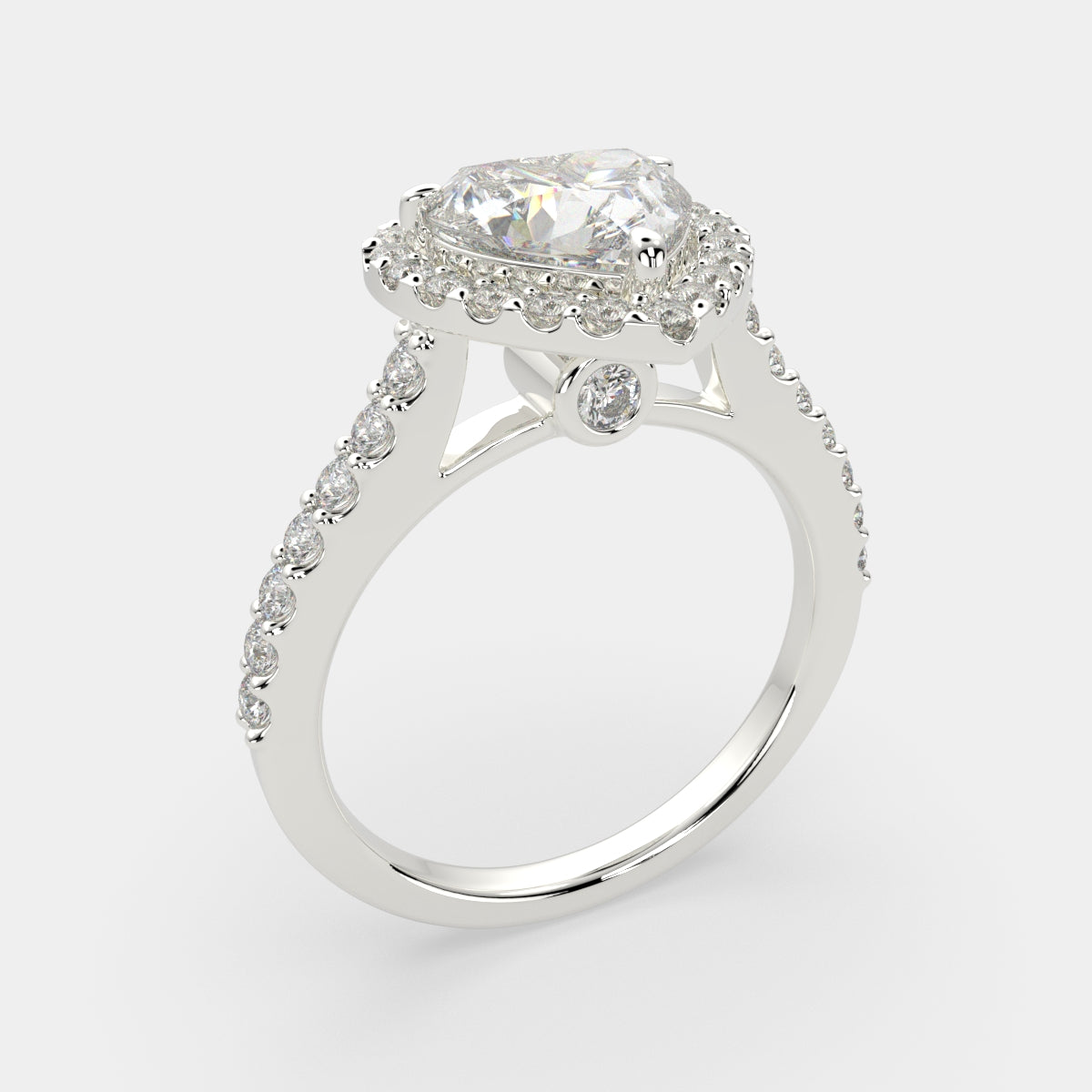 1.5 Carat VS1 D Lab Grown Diamond Halo Pave Heart Ring