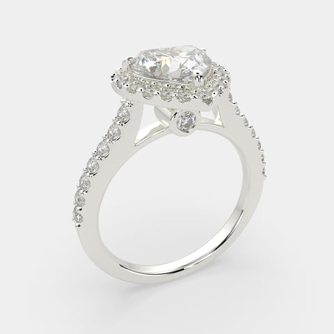 1.5 Carat VS1 D Lab Grown Diamond Halo Pave Heart Ring
