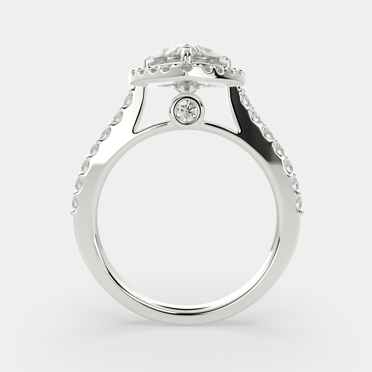 1.5 Carat VS1 D Lab Grown Diamond Halo Pave Heart Ring