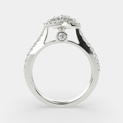 1.5 Carat VS1 D Lab Grown Diamond Halo Pave Heart Ring