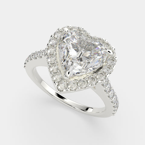 1.5 Carat VS1 D Lab Grown Diamond Halo Pave Heart Ring