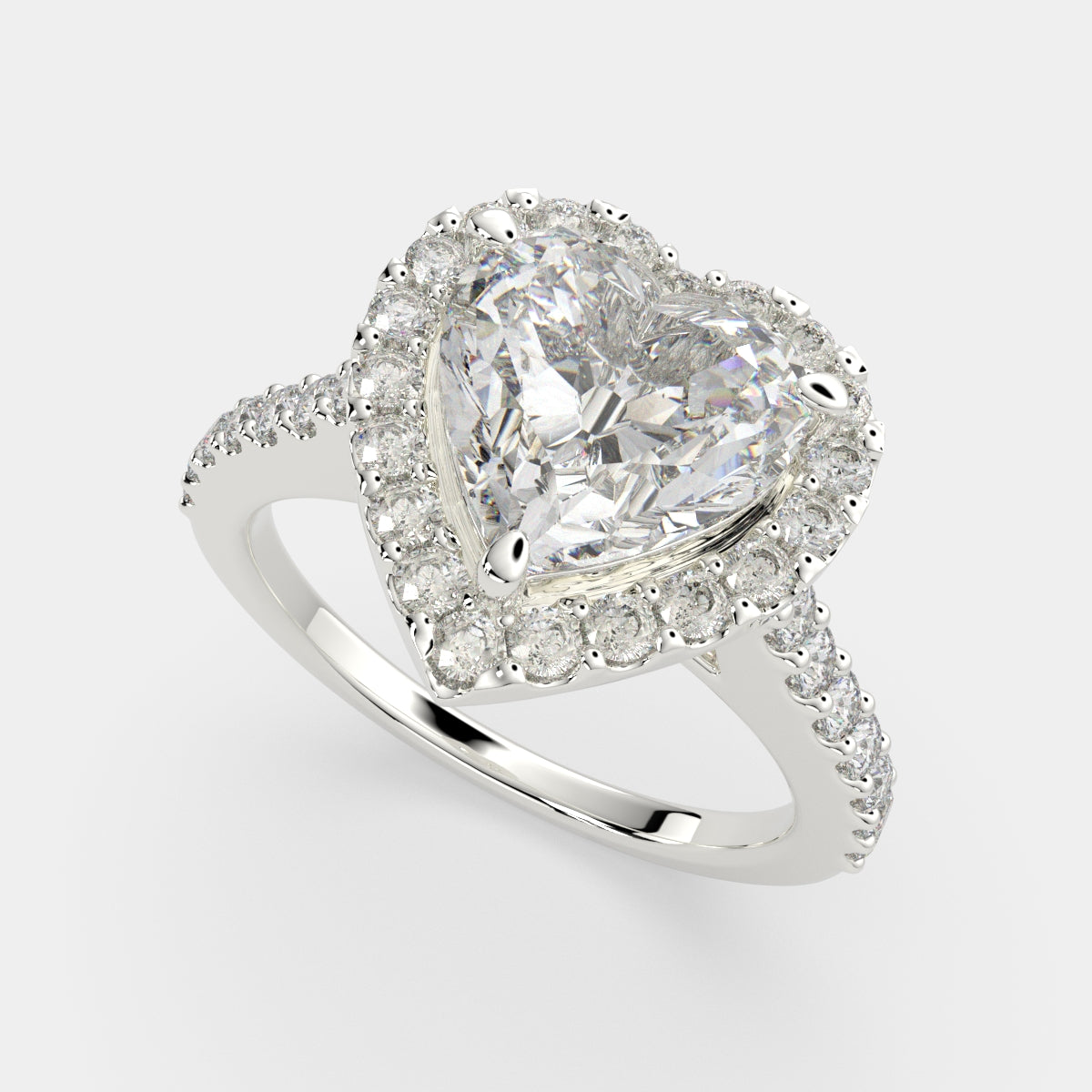 2.5 Carat VS1 D Lab Grown Diamond Halo Pave Heart Ring
