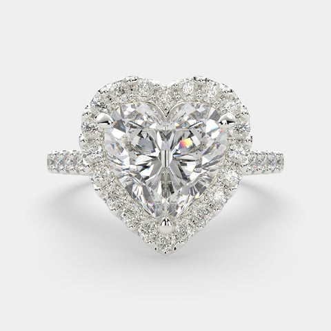 1.5 Carat VS1 D Lab Grown Diamond Halo Pave Heart Ring