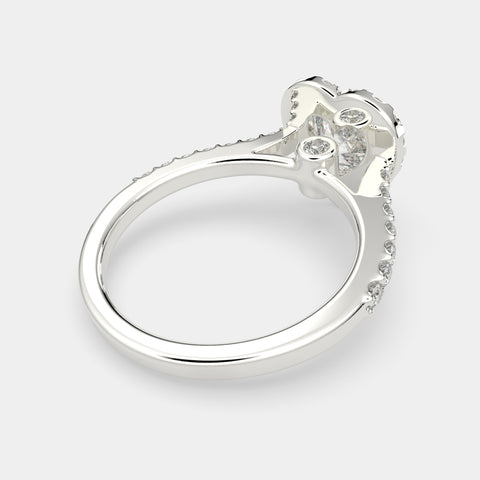1.5 Carat VS1 D Lab Grown Diamond Halo Pave Heart Ring