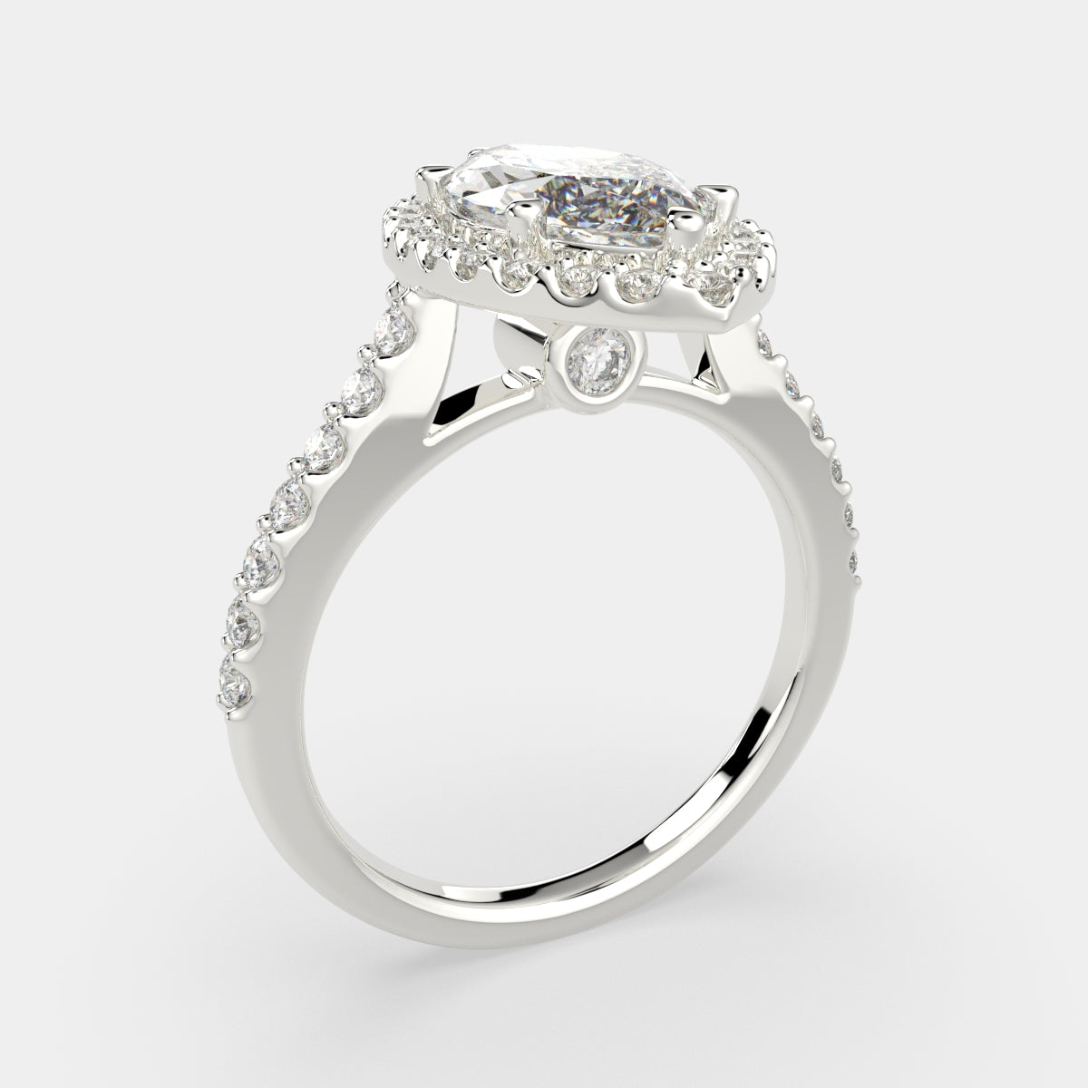 1.5 Carat VS1 D Lab Grown Diamond Halo Pave Marquise Ring