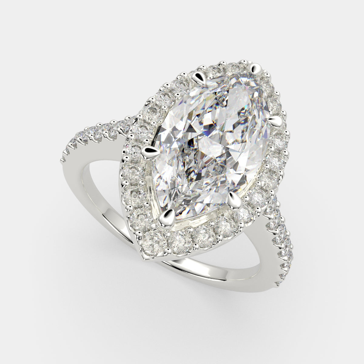 1.5 Carat VS1 D Lab Grown Diamond Halo Pave Marquise Ring