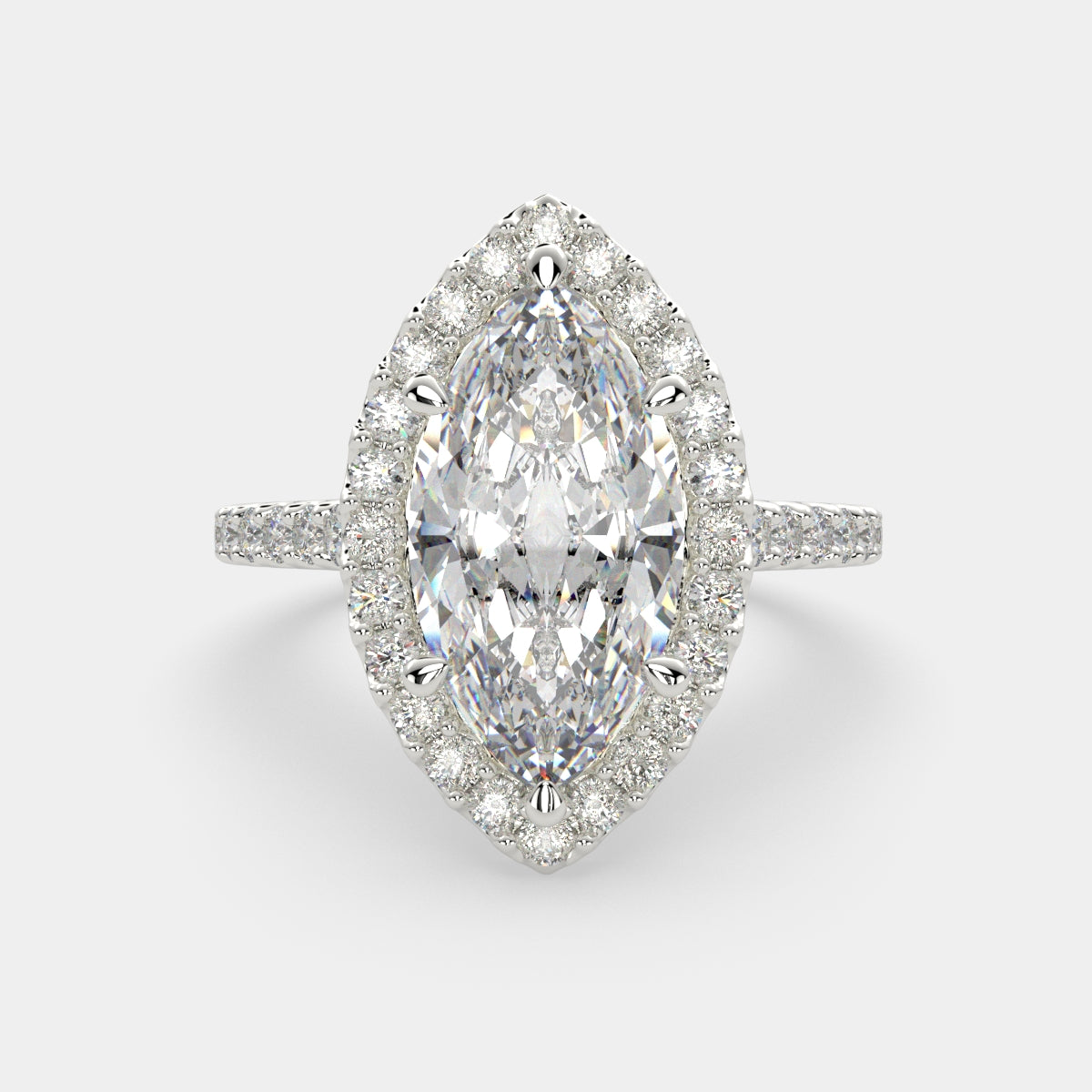 1.5 Carat VS1 D Lab Grown Diamond Halo Pave Marquise Ring