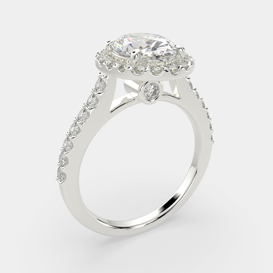 Bianca 2.5 Carat Oval Cut Halo Pave Engagement Ring