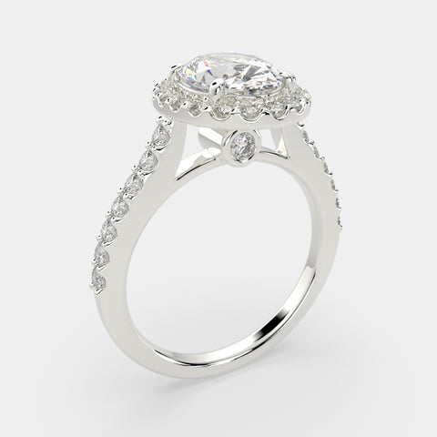 2.5 Carat VS1 D Lab Grown Diamond Halo Pave Oval Ring