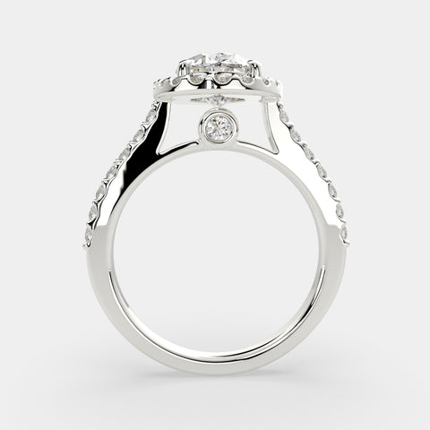 2.5 Carat VS1 D Lab Grown Diamond Halo Pave Oval Ring