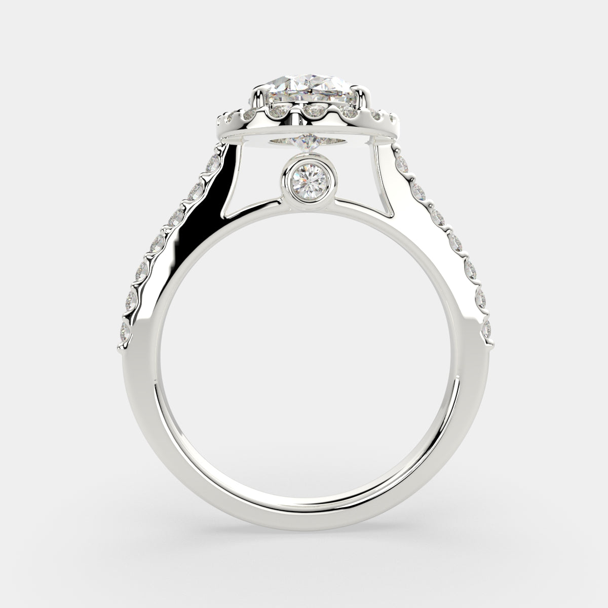 4.5 Carat VS1 D Lab Grown Diamond Halo Pave Oval Ring