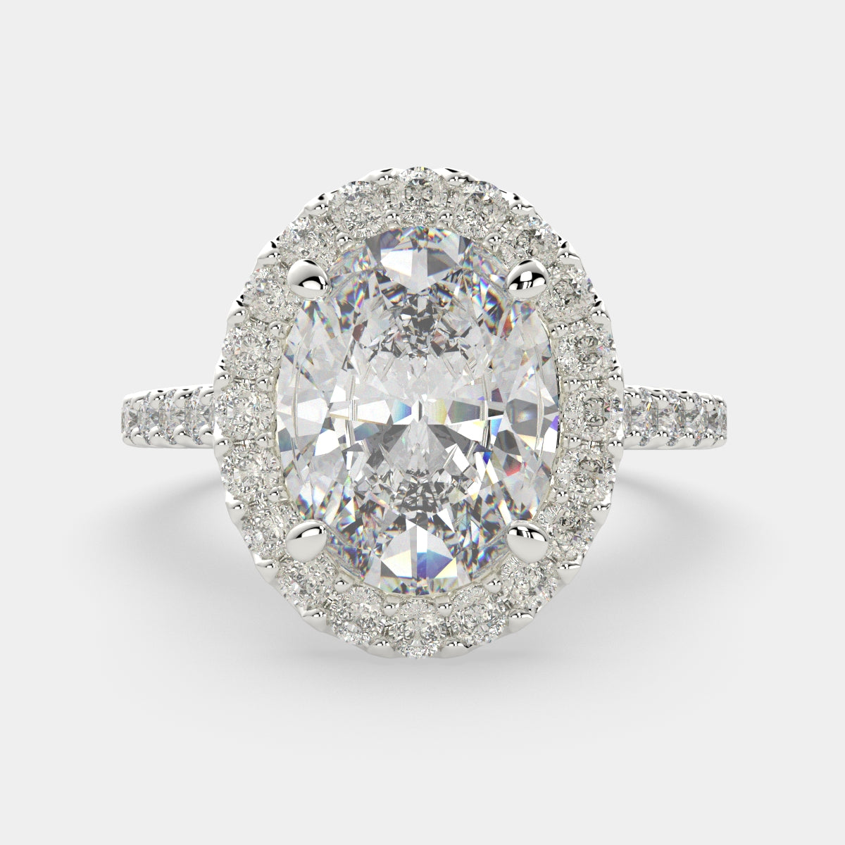 2.5 Carat VS1 D Lab Grown Diamond Halo Pave Oval Ring