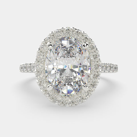 2.5 Carat VS1 D Lab Grown Diamond Halo Pave Oval Ring