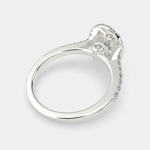 2.5 Carat VS1 D Lab Grown Diamond Halo Pave Oval Ring