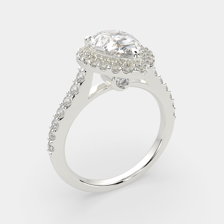 Bianca 2.5 Carat Pear Cut Halo Pave Engagement Ring
