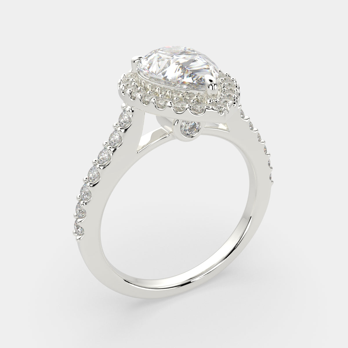 4.5 Carat VS1 D Lab Grown Diamond Halo Pave Pear Ring