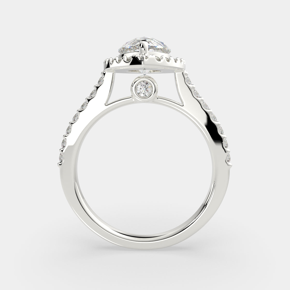 2.5 Carat VS1 D Lab Grown Diamond Halo Pave Pear Ring