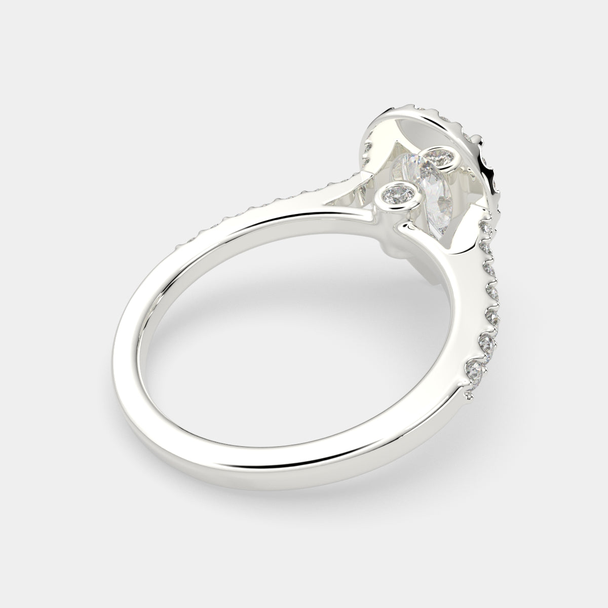 4.5 Carat VS1 D Lab Grown Diamond Halo Pave Pear Ring