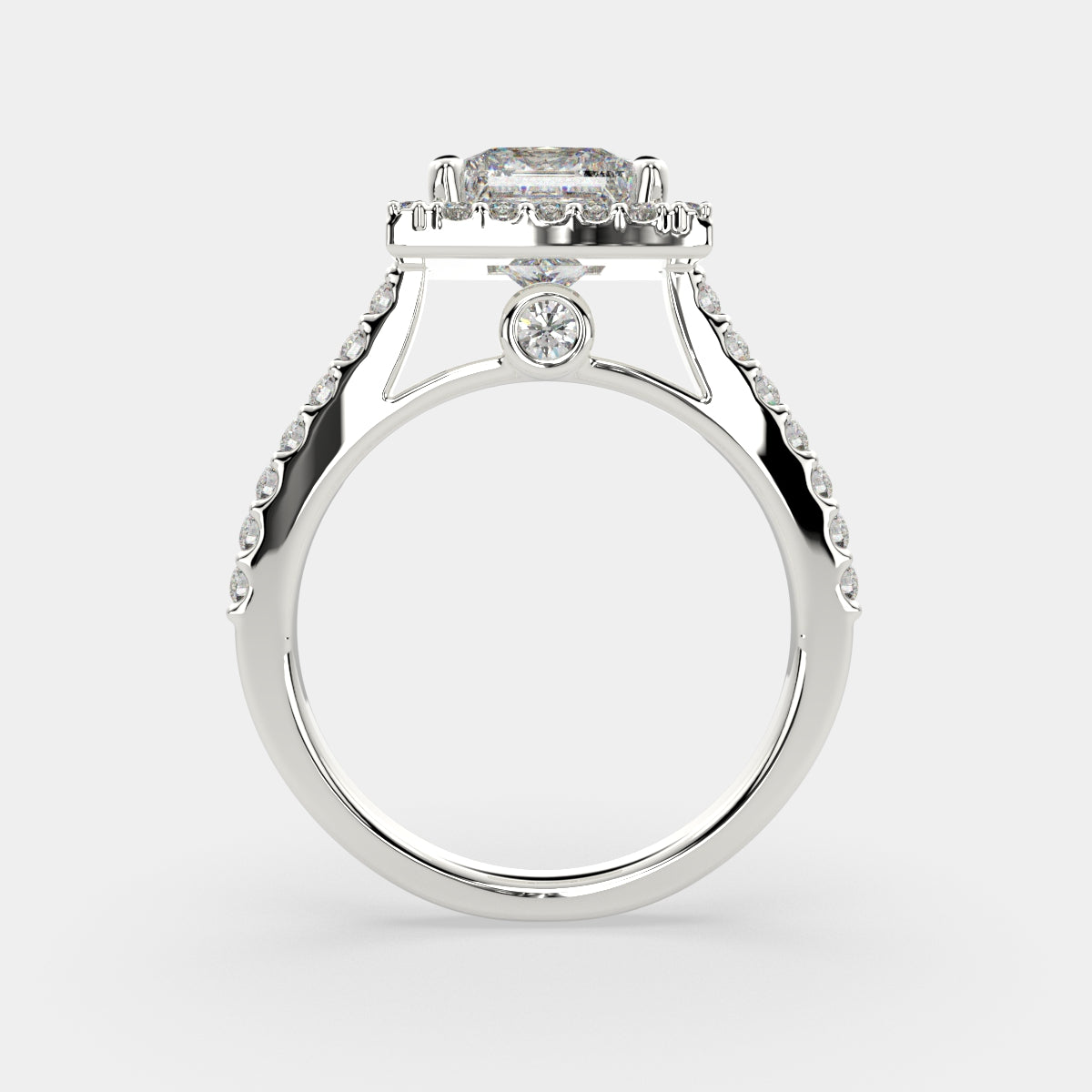 3.5 Carat VS1 D Lab Grown Diamond Halo Pave Princess Ring