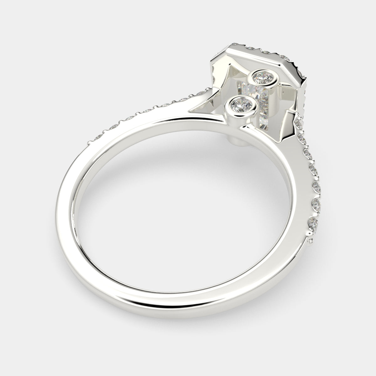 4.5 Carat VS1 D Lab Grown Diamond Halo Pave Radiant Ring