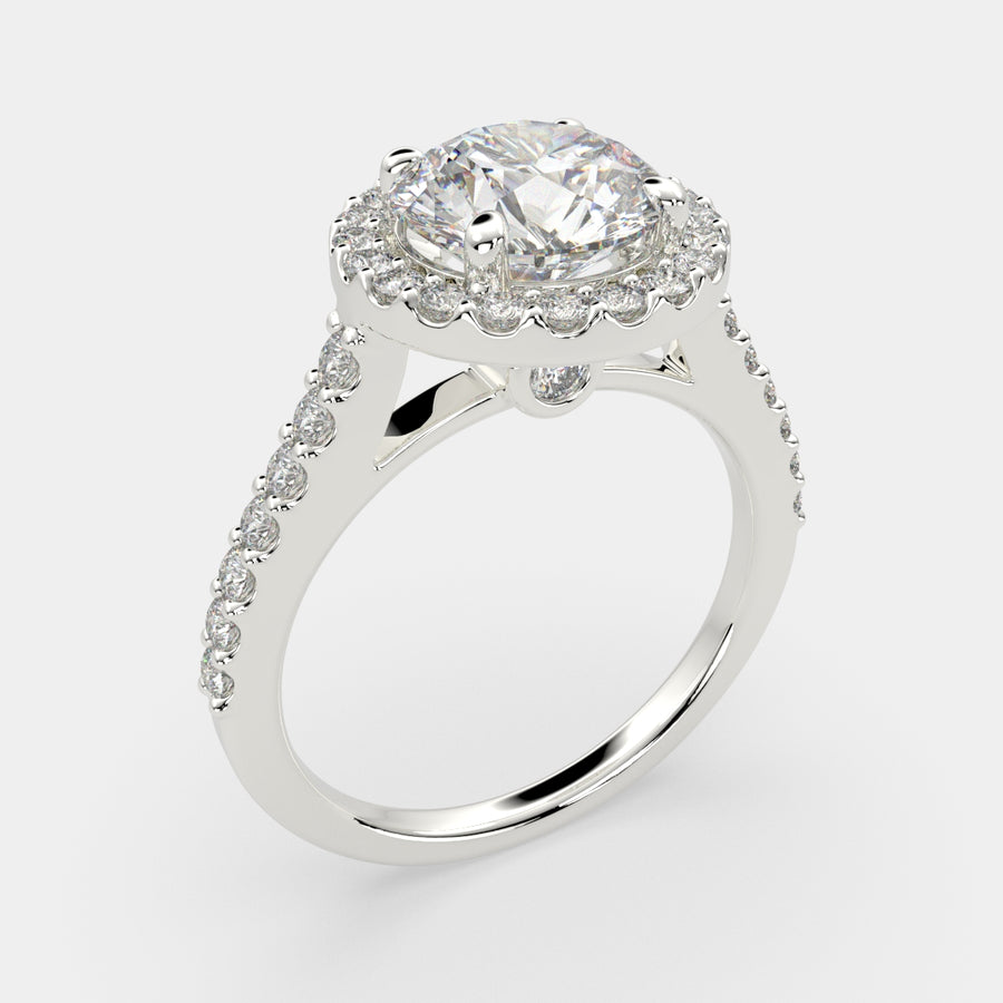 Bianca 1.5 Carat Round Cut Halo Pave Engagement Ring
