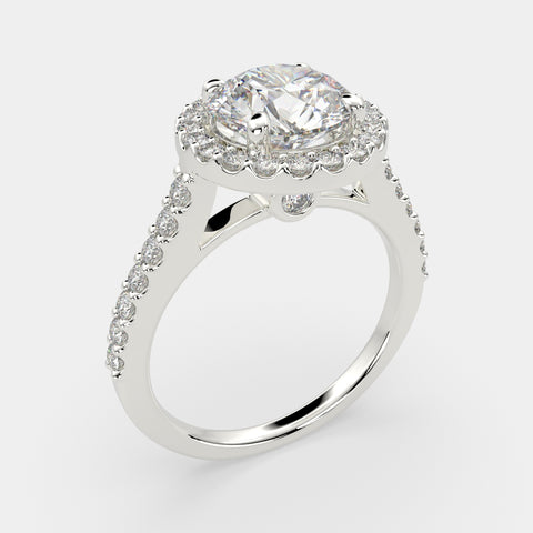 2.5 Carat VS1 D Lab Grown Diamond Halo Pave Round Ring