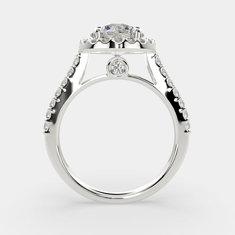 2.5 Carat VS1 D Lab Grown Diamond Halo Pave Round Ring