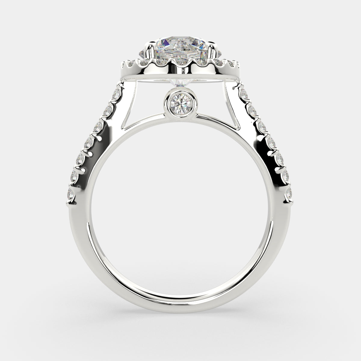 4.5 Carat VS1 D Lab Grown Diamond Halo Pave Round Ring