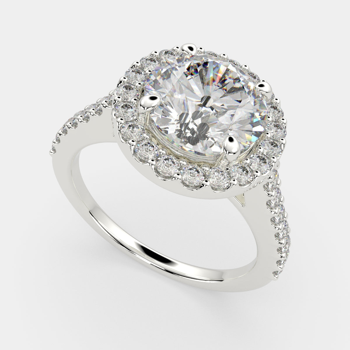 1.5 Carat VS1 D Lab Grown Diamond Halo Pave Round Ring