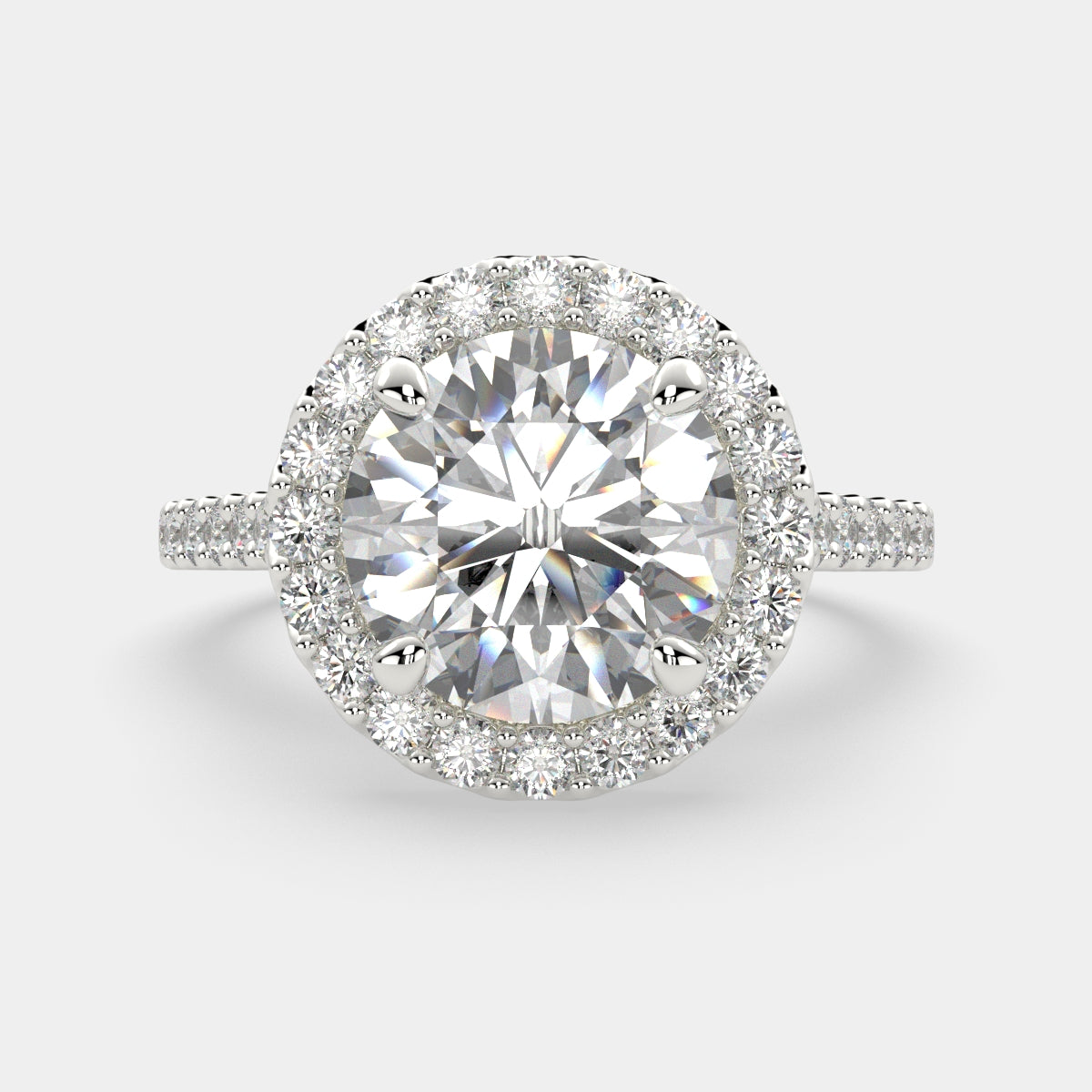 1.5 Carat VS1 D Lab Grown Diamond Halo Pave Round Ring