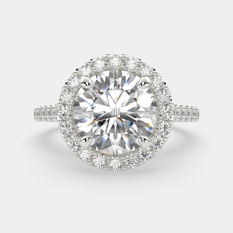 2.5 Carat VS1 D Lab Grown Diamond Halo Pave Round Ring