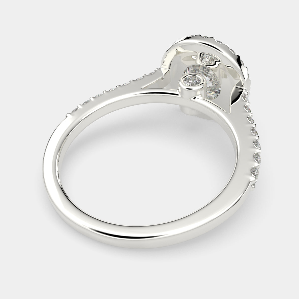 3.5 Carat VS1 D Lab Grown Diamond Halo Pave Round Ring
