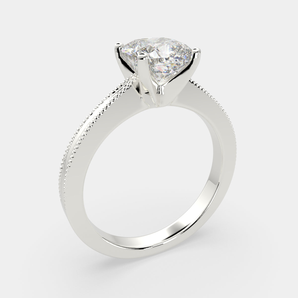 3 Carat VS1 D Lab Grown Diamond Solitaire Cushion Ring