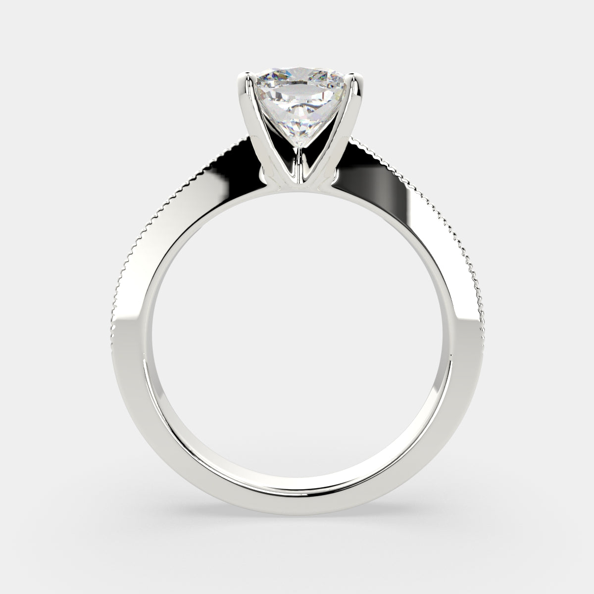4 Carat VS1 D Lab Grown Diamond Solitaire Cushion Ring