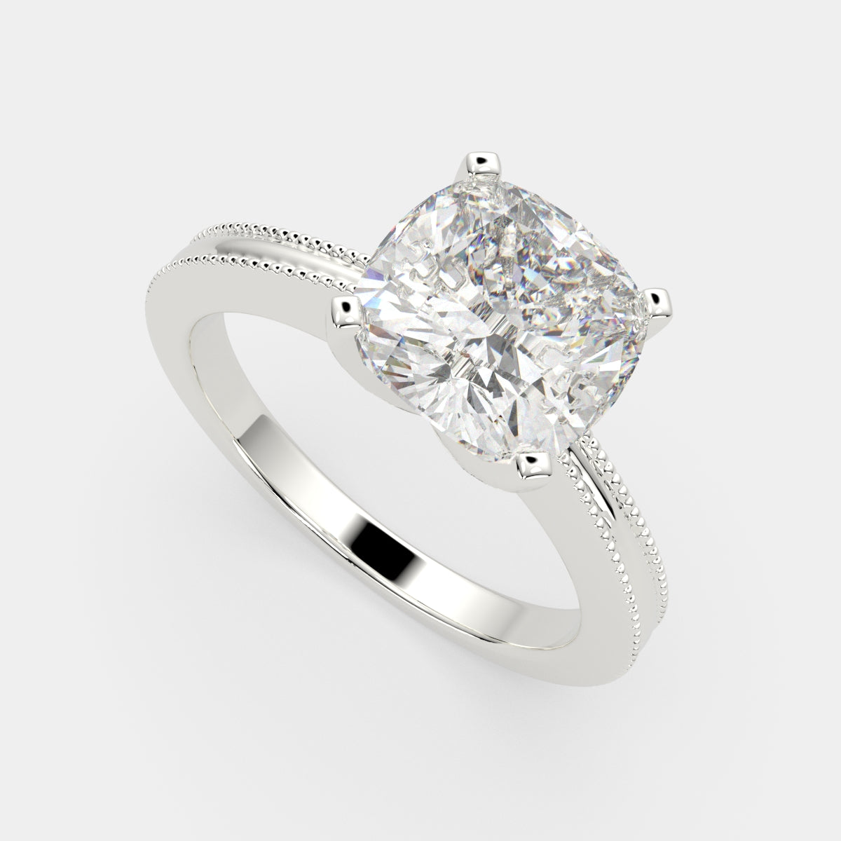 1 Carat VS1 D Lab Grown Diamond Solitaire Cushion Ring