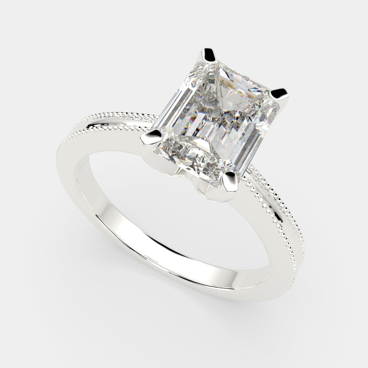 2 Carat VS1 D Lab Grown Diamond Solitaire Emerald Ring