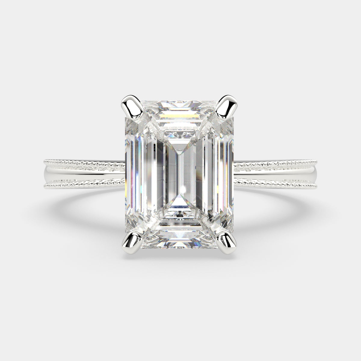 1 Carat VS1 D Lab Grown Diamond Solitaire Emerald Ring