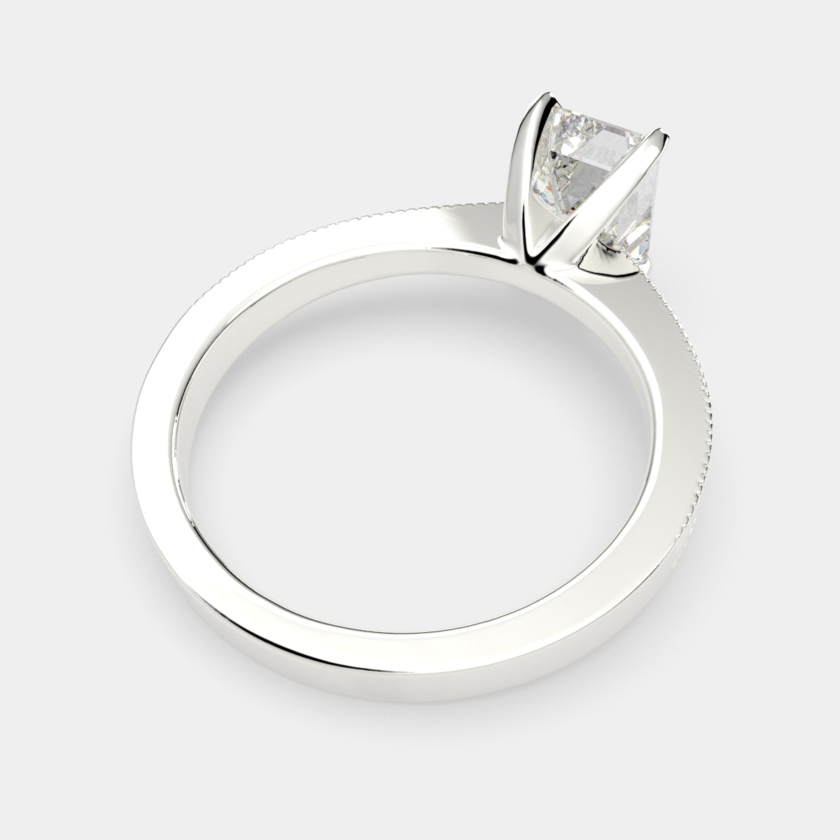 2 Carat VS1 D Lab Grown Diamond Solitaire Emerald Ring