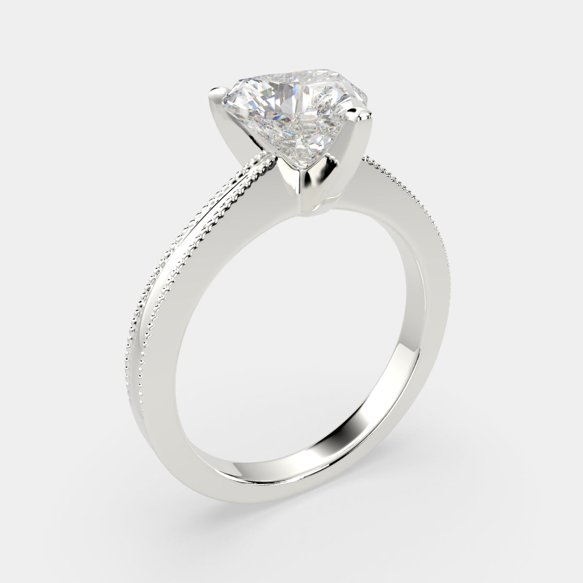 2 Carat VS1 D Lab Grown Diamond Solitaire Heart Ring