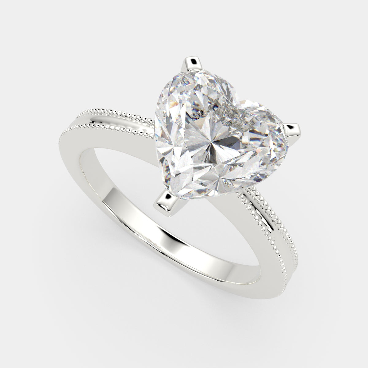 2 Carat VS1 D Lab Grown Diamond Solitaire Heart Ring
