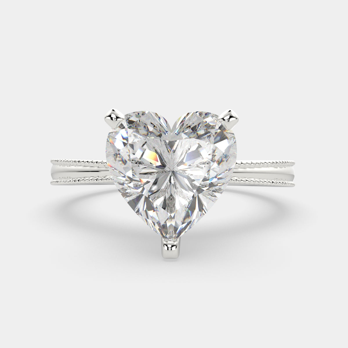 2 Carat VS1 D Lab Grown Diamond Solitaire Heart Ring