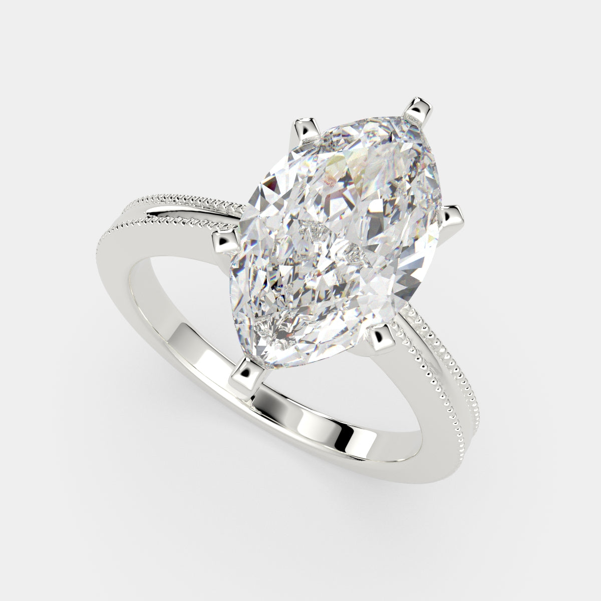 4 Carat VS1 D Lab Grown Diamond Solitaire Marquise Ring