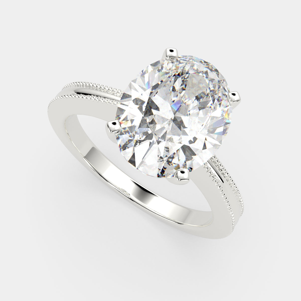 3 Carat VS1 D Lab Grown Diamond Solitaire Oval Ring